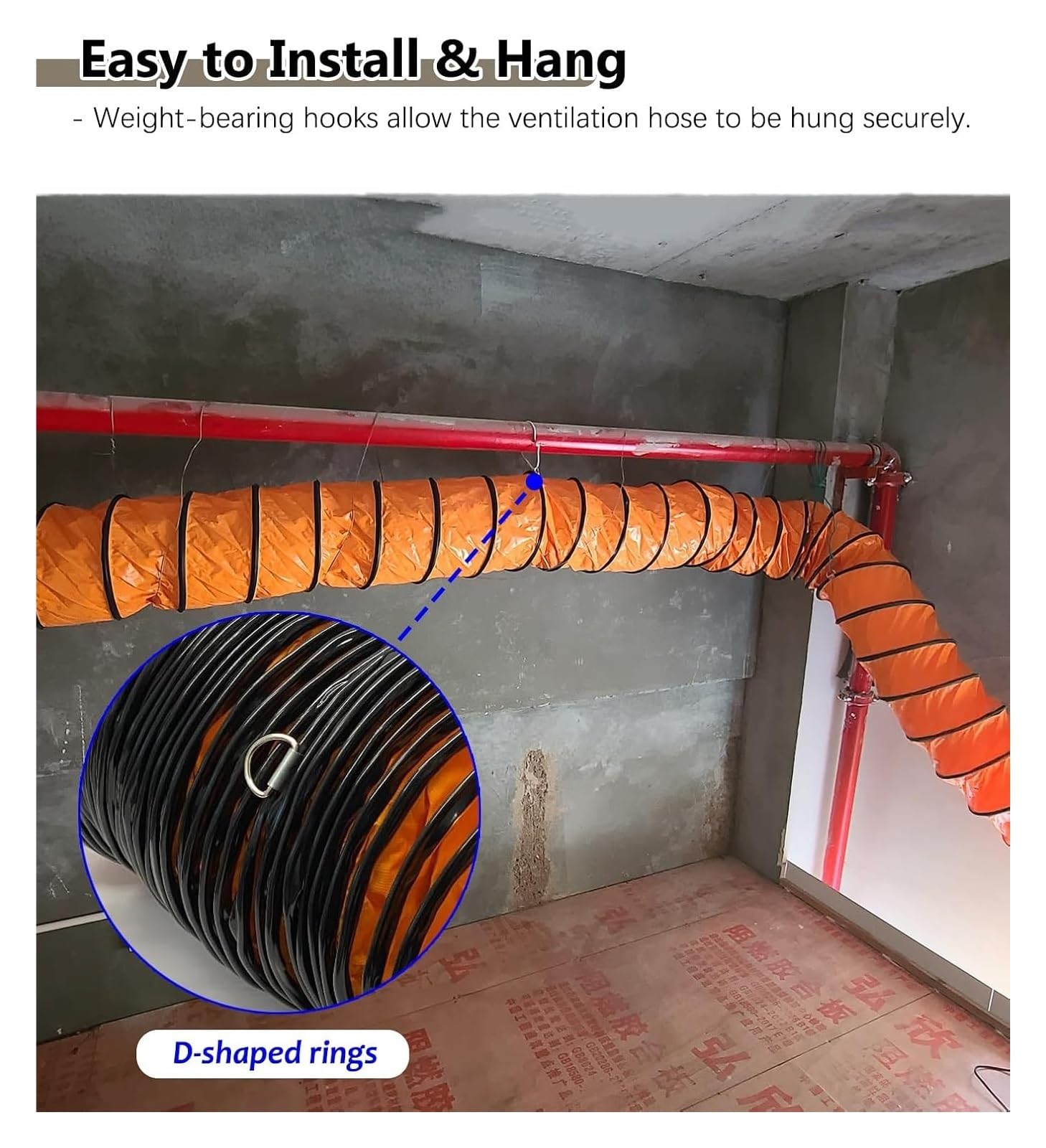 Tubo di sfiato for asciugatrice, tubo flessibile for condotto for e ventilatore, ventola scarico, sistemi d'aria for garage, ventilazione interna rinforzata in filo acciaio(650mm,10.2m)
