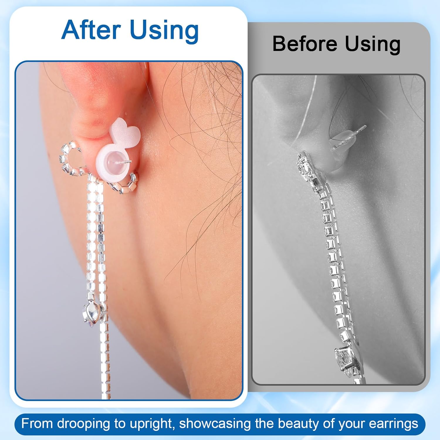50Pcs Clear Silicone Earring Backs for Droopy Ears, Earring Lifters for Heavy Earrings Support Backs Comfortable Earrings Back Replacements for Big Studs - Image 2