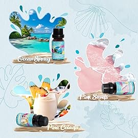 Soulorigin Beach Fragrance Oils Set, Essential Oil Gift Set for Diffuser, Summer Scent Diffuser Oil, Diffuser Scents Oil for Home-Ocean Spray, Pink Sands, Salty Sea, Pina Colada, Island Life, Sunshine