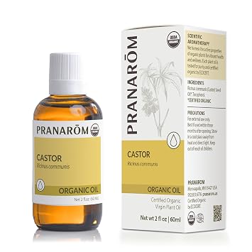 Pranarom - USDA Certified Organic Cold-Pressed Castor Virgin Plant Oil - 2 fl oz Glass Bottle - Moisturizing