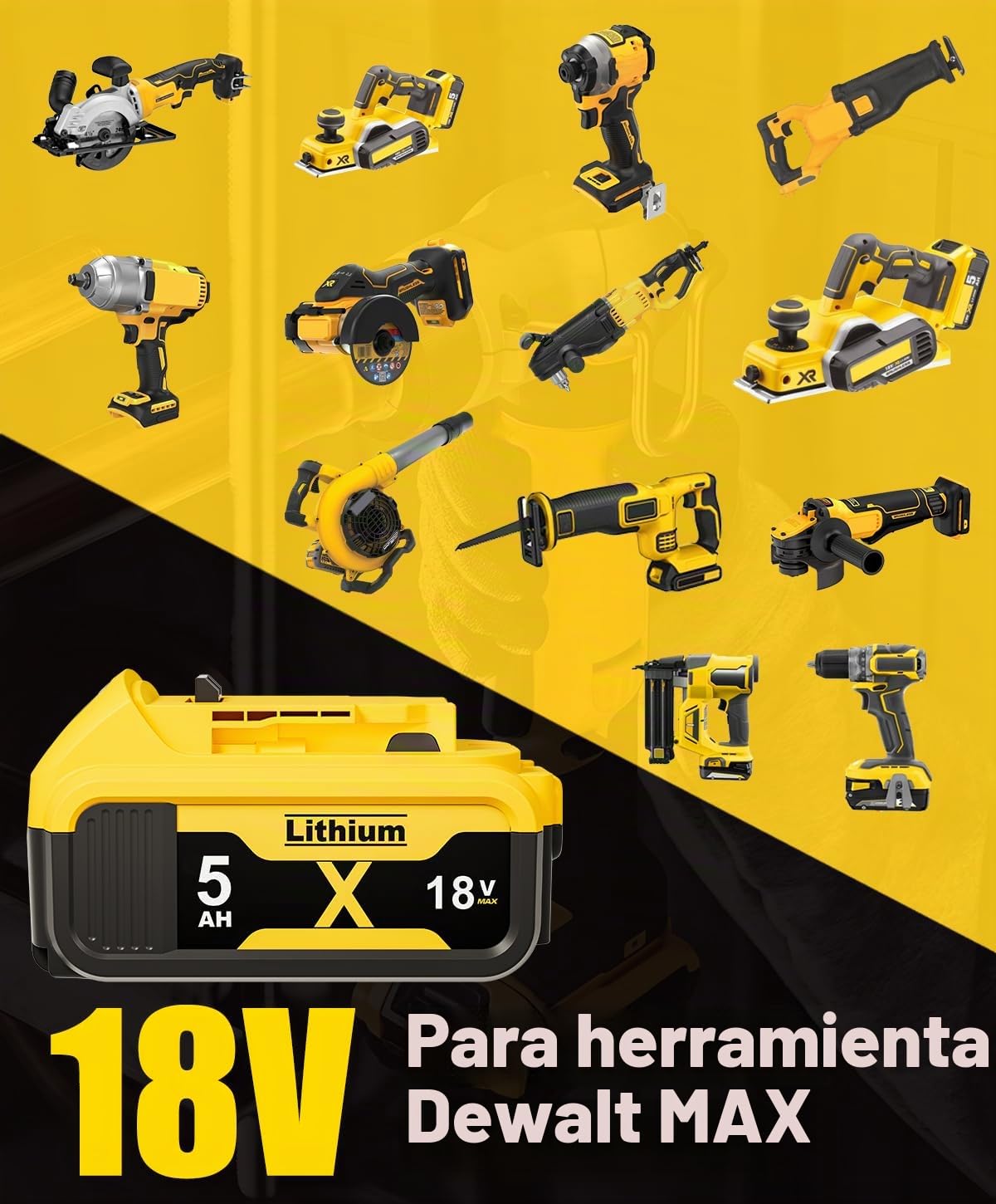 2 baterías de repuesto para baterías y cargadores de 5000 mAh DCB200 DCB182 DCB200 DCB184 DCB101 DCB107 DCB112 DCB105 DCB115 DCB203