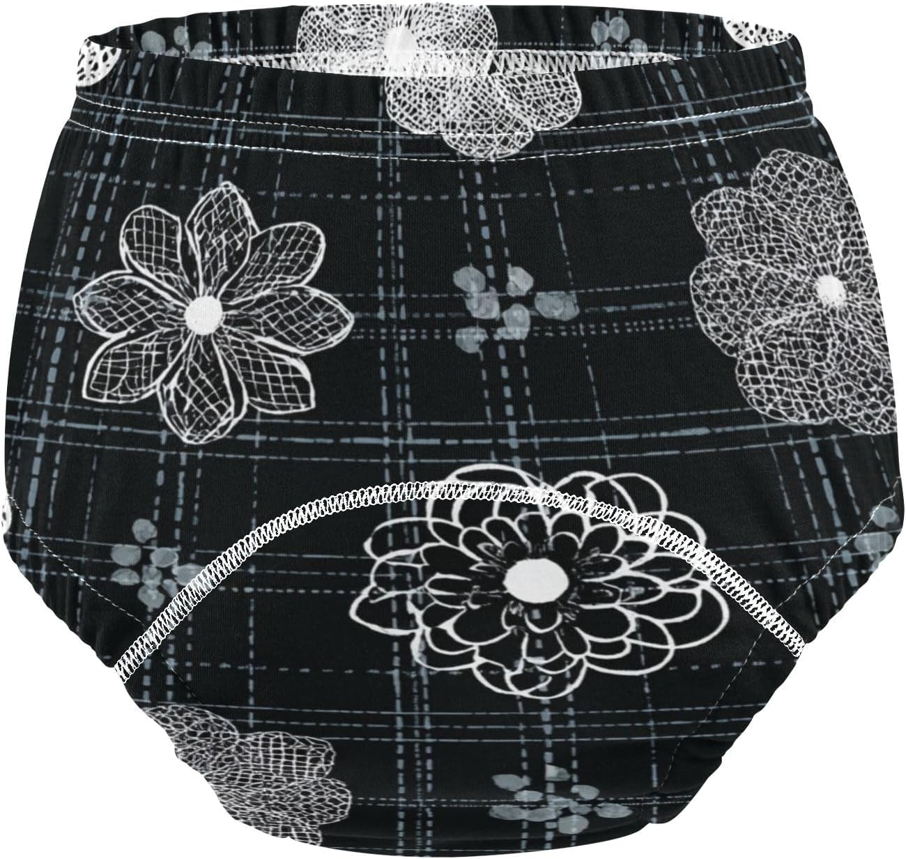 Little Boys Toilet Training Pants Soft Cotton White Flower Black Plaid Boxer Briefs Boxers Underwear for Kids 2T