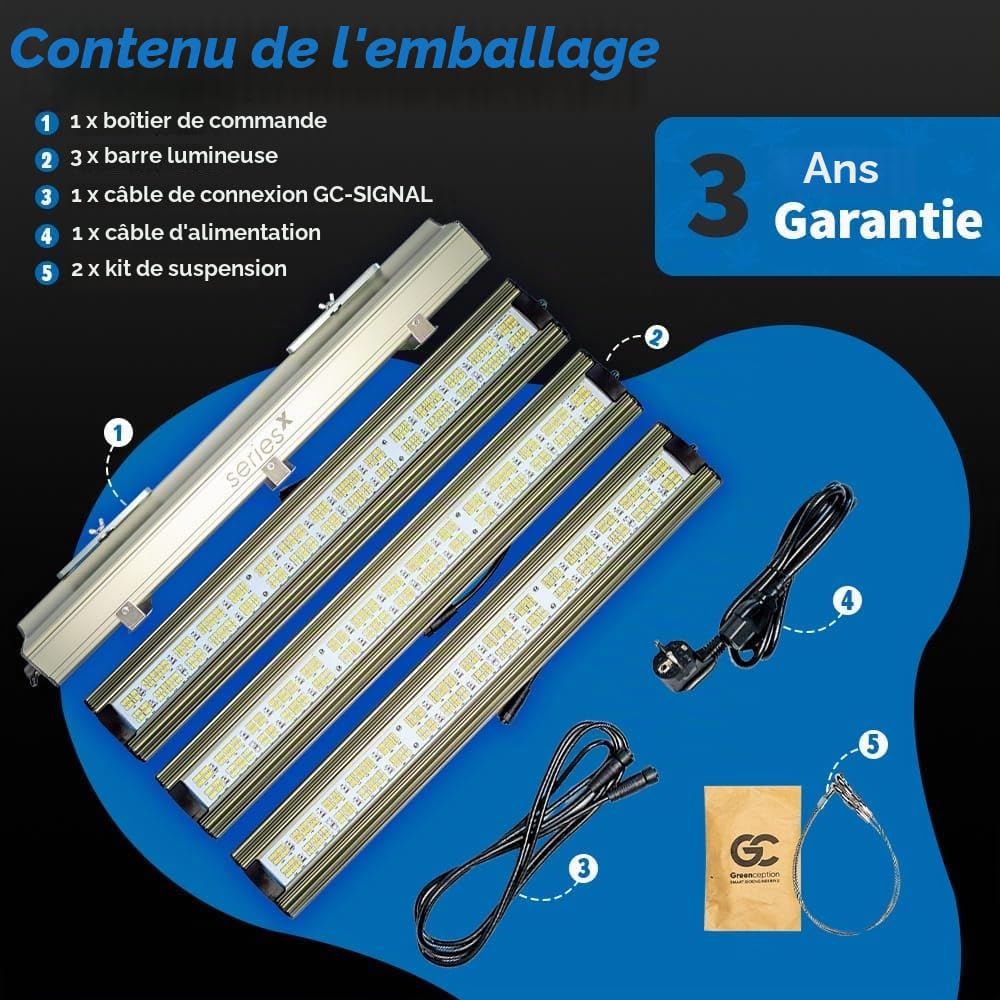 360W Greenception GCx-9 PWR Lampe de croissance LED: éclairage végétal idéal avec UV et IR pour un maximum d'ingrédients actifs et de terpènes - Mode séparé pour la croissance et la floraison