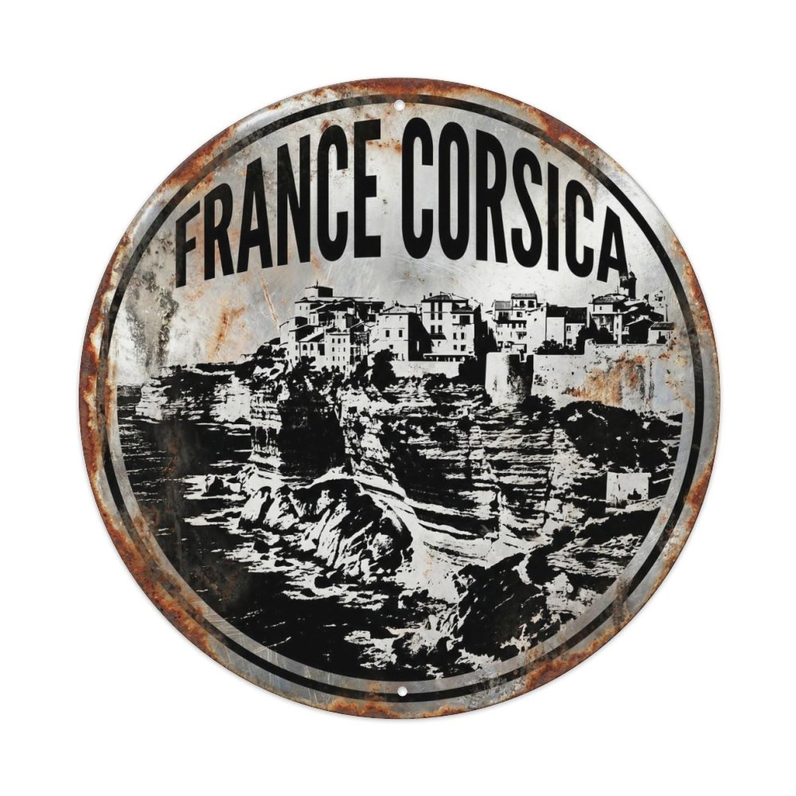 Corsica Bonifacio French High Contrast Classic Scenery Metal Tin Sign