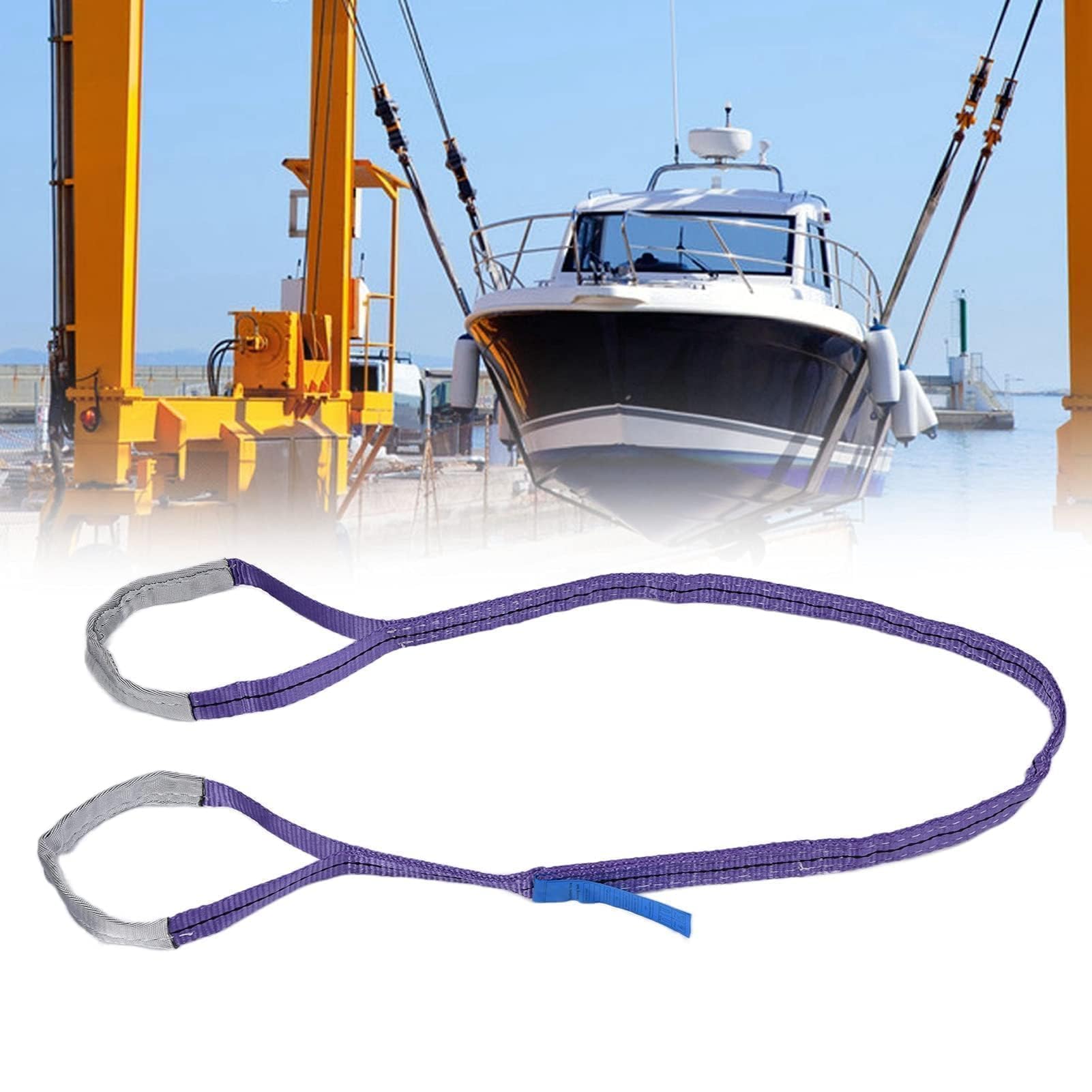 Élingue 1 tonne 2 m, Sangle de Levage avec Boucle Plate, Élingues Plates Tissées, Corde Anti-Abrasion et Anti-coupures en Polyester pour soulever des Objets Lourds