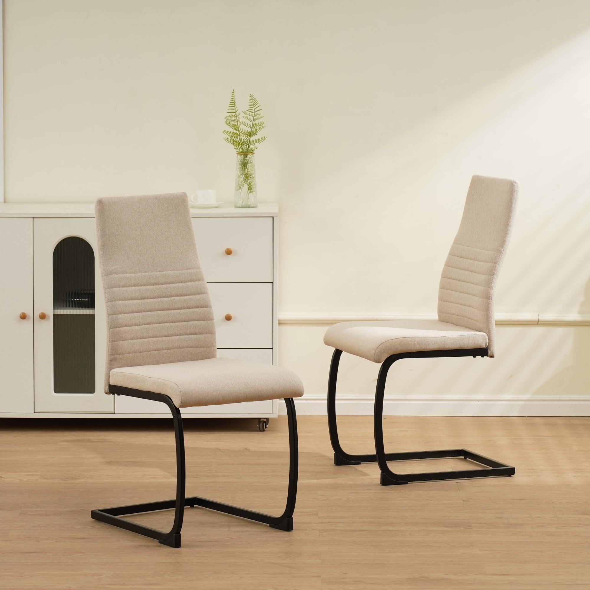 ALBATROS Freischwinger Stuhl TURANO 4er Set, Beige - Esszimmerstuhl Schwingstuhl mit Modernem Design, Stoff-Bezug, Dicke Polsterung - Küchenstuhl, Polster-Stuhl Esszimmer, Esstisch Stuhl