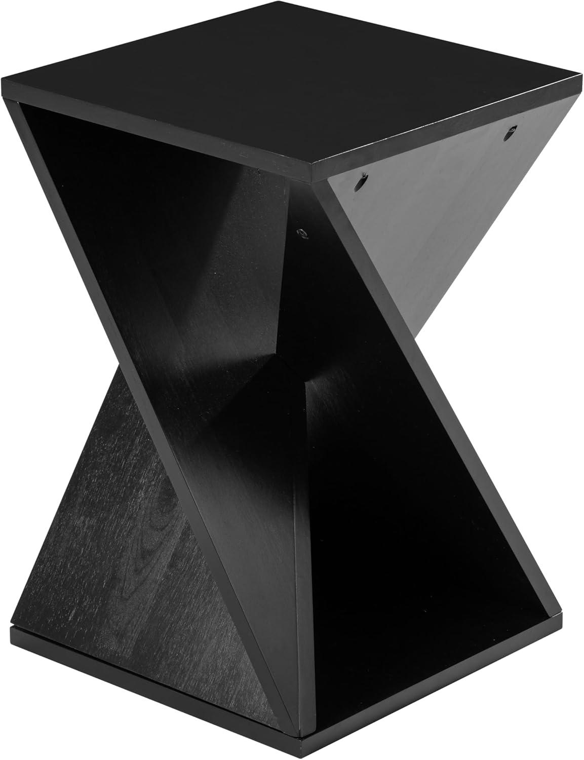 COZAYH Farmhouse End Table Square Solid Wood Pedestal Side Table Rustic Plant Stand with Twisted Design for Living Room, Bedroom, Office, Black
