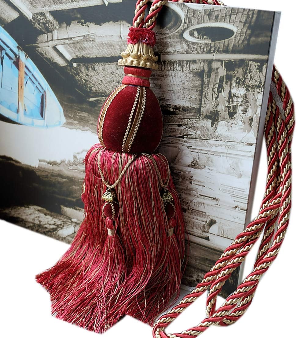 Luxurious Curtain Buckle Tassels Curtain Tiebacks Set of 2 Curtain Tiebacks Rope Holdbacks (Light Coffee)
