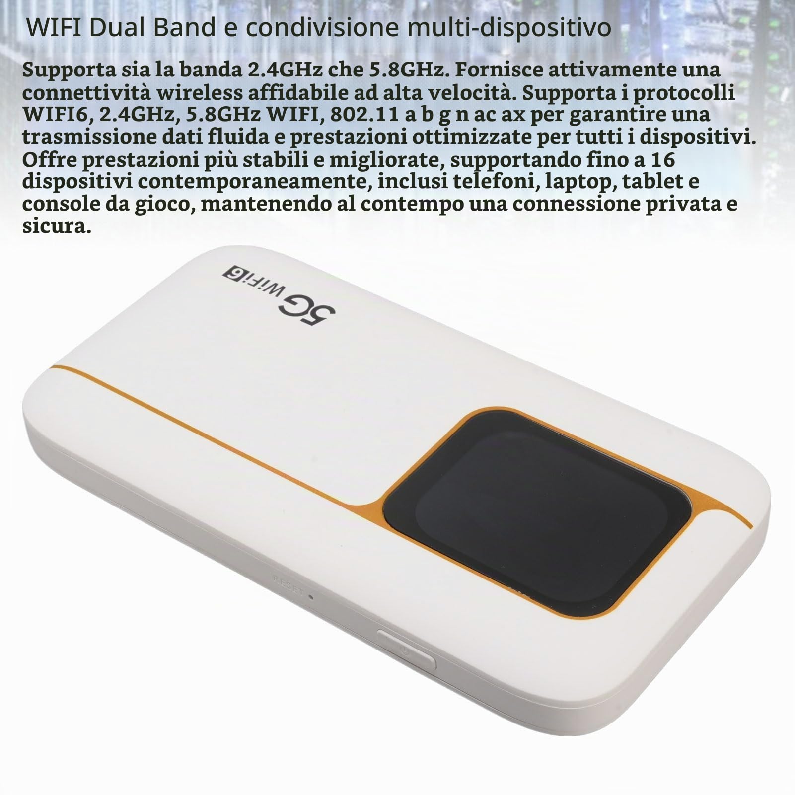 Denash 5G WiFi 6 Mobile Hotspot, 2,01 "Touchscreen 7100MAH IP67 Router Portatile con Slot SIM, velocità di 2,77 Gbps per 16 Dispositivi