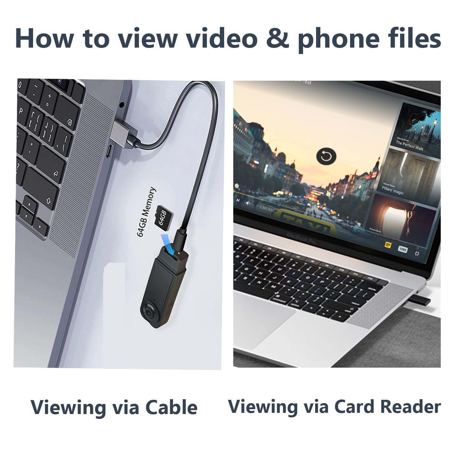 1080P Mini-Körperkamera mit 64 GB Speicherkarte, tragbare Bodycam, tragbarer Polizei-Camcorder für Sicherheit, Wache, Arbeitsaufzeichnungen (schwarz)