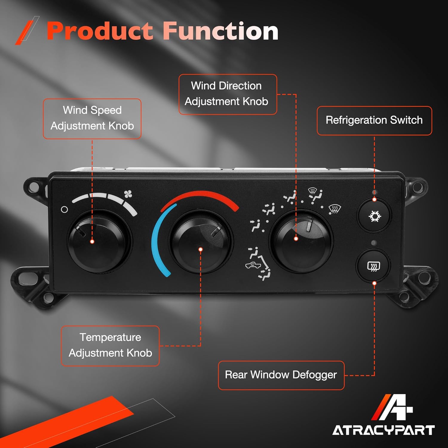 P55056569AC Climate Control Module A/C Air Conditioning Heater Control Switch Panel Fits for 2006-2008 Ram 3500 2500 1500 &2008-2011 Dodge Dakota, Replace# P55056569AD, 55056569AE