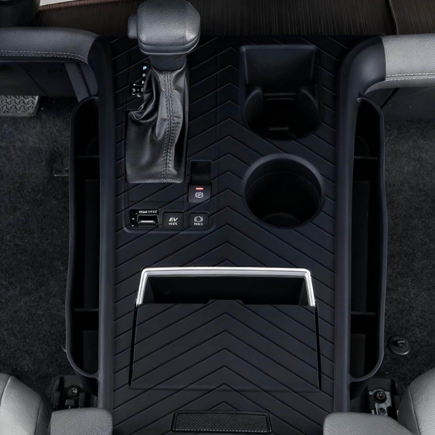 Silicone Center Console Gear Shift Panel Cover for Toyota Sienna 2022-2025 Accessories-Protective Trim with Side Storage Pocket Organizer for Phone,Keys,and Cards-Anti-Scratch Interior Decor Black