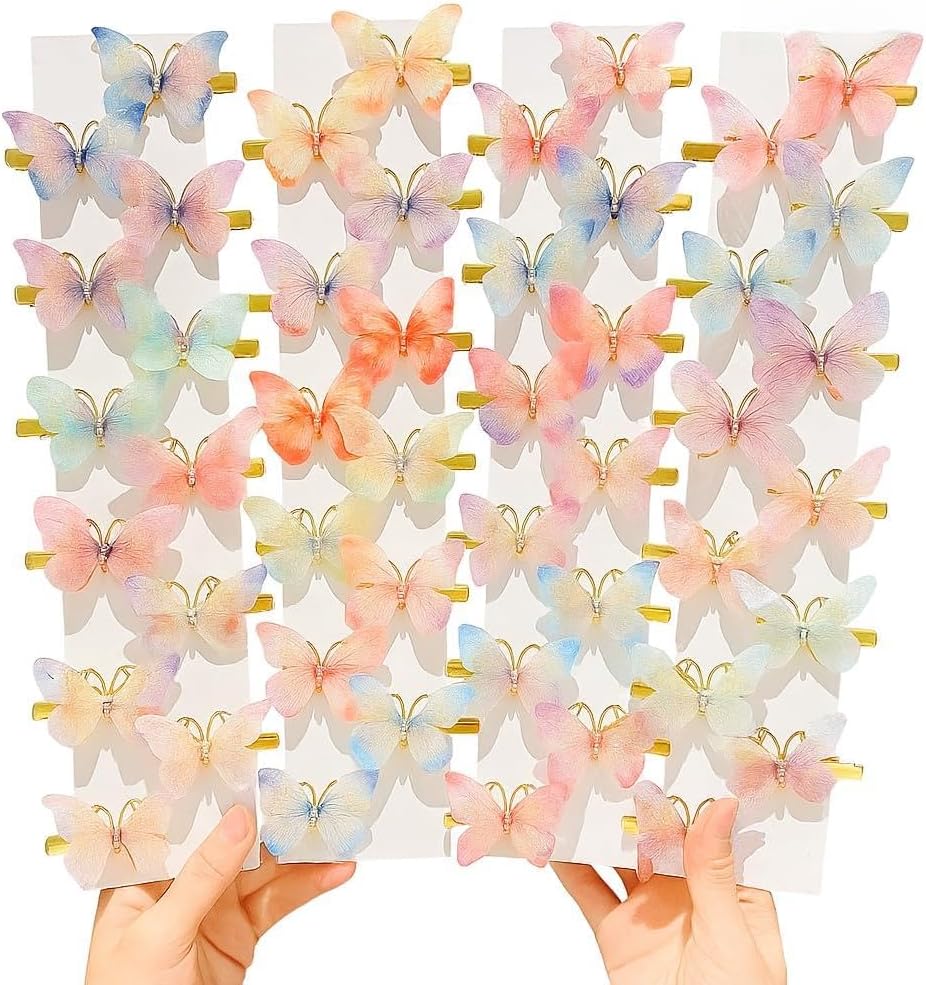 Colorful Butterfly 48 Hair Clips for Girls & Teens – Cute Vibrant Hair Accessories, Durable Alloy, All-Season Fashion Hairpiece for Casual & Formal Events, Stylish Hair Accessory Set