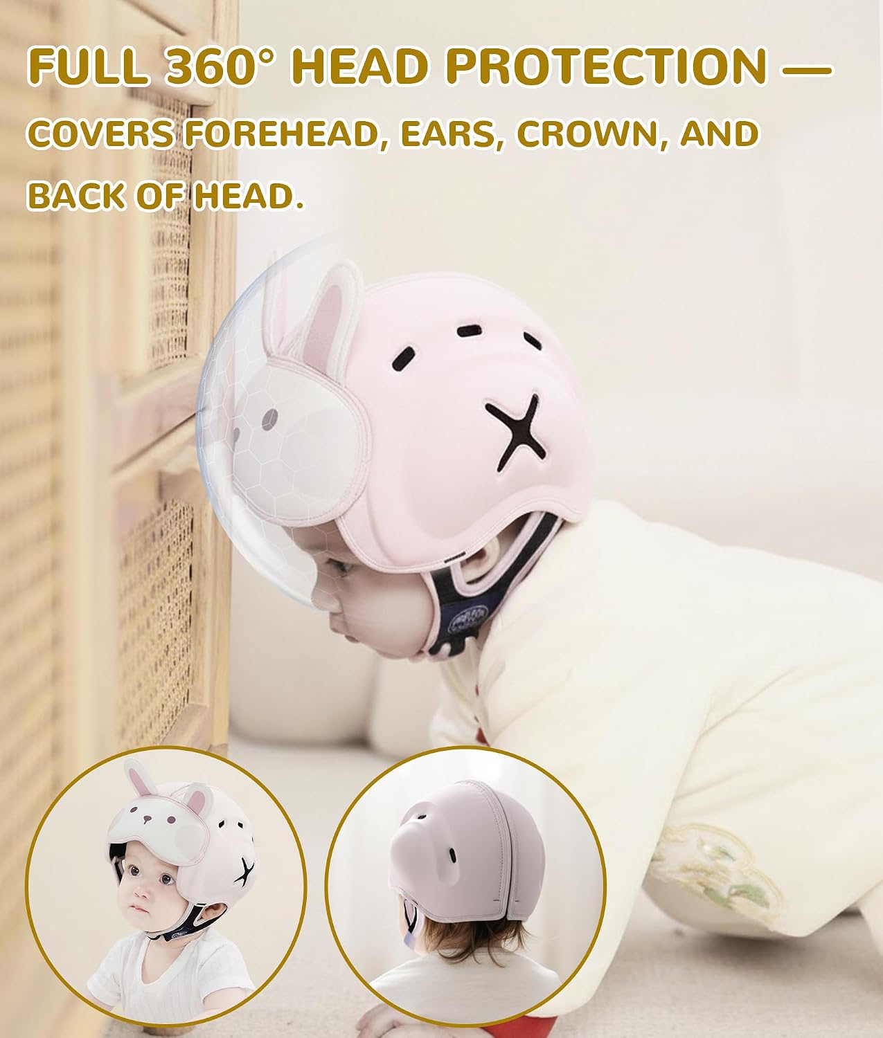 Baby Safety Helmet for Crawling Walking - Mambobaby Baby Helmet Adjustable Baby Head Protector Breathable Soft Infant Helmet Head Protection Helmets for Aged 6-24 Months, Ultra-Lightweight