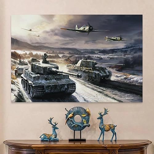 Miniatura 6 de Pósteres retro de la Segunda Guerra Mundial, tanques y aviones, impresiones artísticas en lienzo para decoración de pared, decoración de habitación,