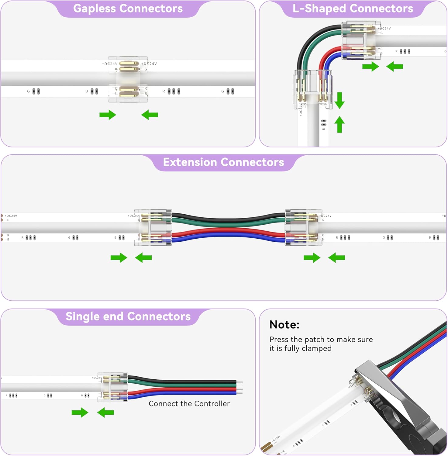 MIWISE 10mm LED Connectors Kit for 4-Pin COB LED Strip, 5V USB RGB COB LED Strip Light,9.84ft/3m Tape Lights,RF & App Control,Music Sync,Ultra Bright Color Changing Lighting,UL-Listed