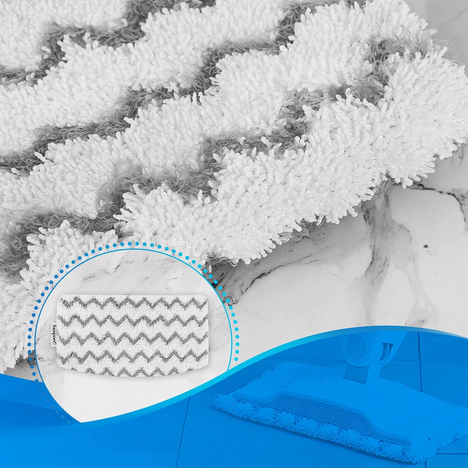 KEEPOW Steam Mop Pads Replacement for Shark Steam Mop S1000 S1000A S1000C S1000WM S1001C, Washable Reusable Steamer Mop Pads, 5 Packs