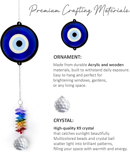 Miniatura 4 de Atrapasoles de adorno de 2 capas – Ojo malvado azul – Regalos de protección de buena suerte – Amuleto protector de cumpleaños para mujeres y hombres