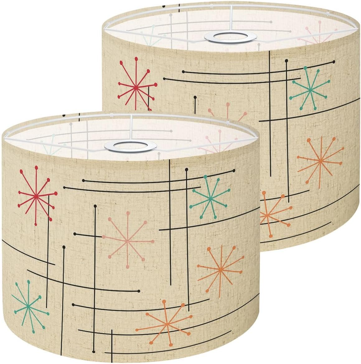 Lampshades Lamp Shades set of 2 50s Mid Century Modern Vintage Retro 1950s Mod Light Shade for Table Lamps Floor Lamps Drum Lamp Shades Lampshade Replacement