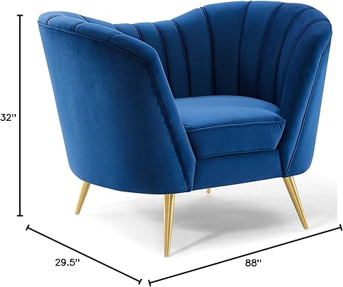 Miniatura 3 de Modway Opportunity Performance - Juego de 2 sillones de terciopelo, color azul marino