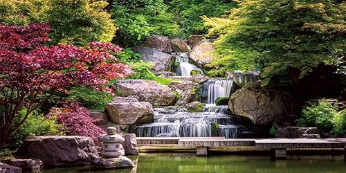 Yeele 15x8ft Garden Nature Landscape Backdrop Waterfall Maple Trees Bridge Park 