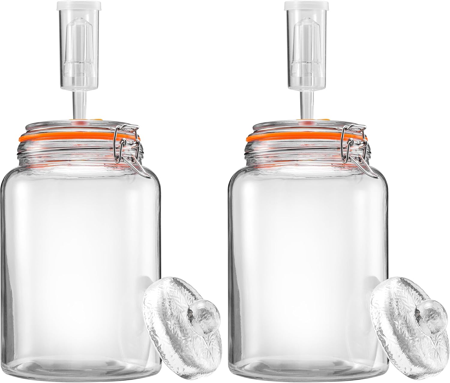 1 Gallon Fermentation Jars with Weights & Airlocks, Fermenting Kit for Sauerkraut, Kimchi, Kombucha and Pickles, 2 Pack