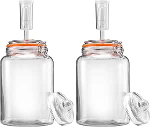 1 Gallon Fermentation Kit, 2 Pack with Jars, Weights & Airlocks