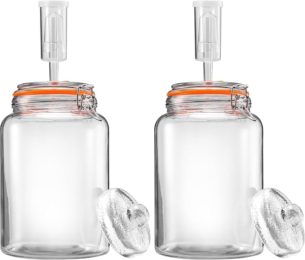 1 Gal Fermentation Kit, Jars, Weights & Airlocks, 2 Pack | Perfect for Sauerkraut, Kimchi, Kombucha and Pickles