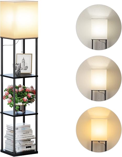 SUNMORY Floor Lamp with Shelves: Style Meets Storage in One Modern Piece