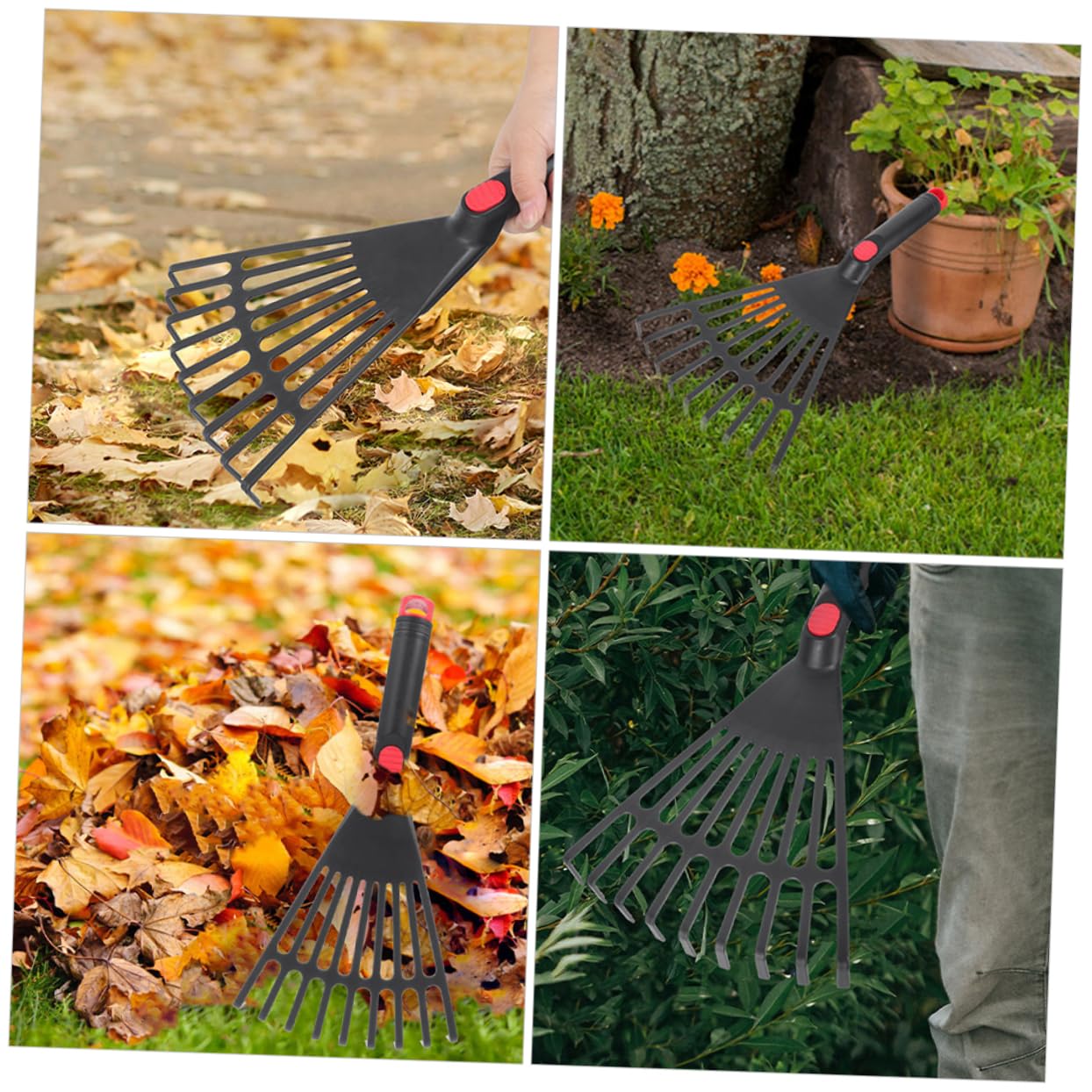 Abaodam 3 Ensembles Râteau De Jardinage Portable avec Manche Outil De Jardinage Pratique pour Râteau Petit Et pour Étroits Et Activités Extérieures 3 Pièces * 3