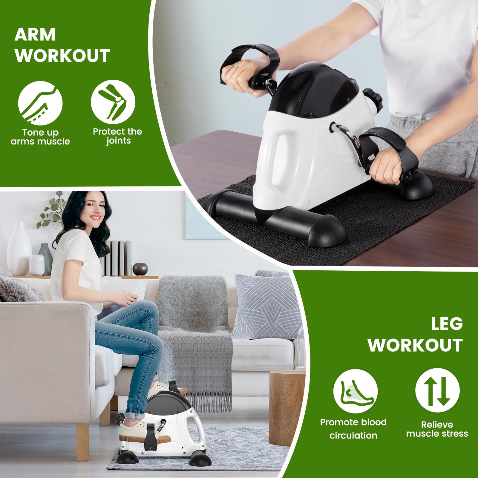 Sportneer Pedaltrainer pour personnes âgées, mini hometrainer avec écran LCD, appareils de fitness pour la maison – vélo de table, ergomètre pour seniors, entraîneur de bras et de jambes pour seniors