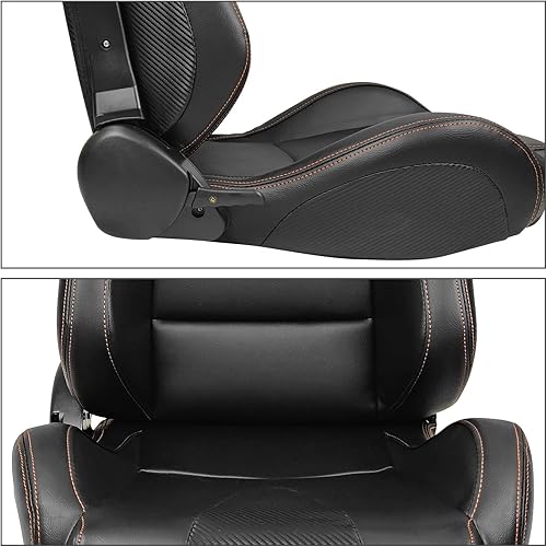 Miniatura 4 de FREEMOTOR802 Asientos universales de carreras, asientos deportivos reclinables con control deslizante de doble bloqueo ajustable, 1 pieza (lado del