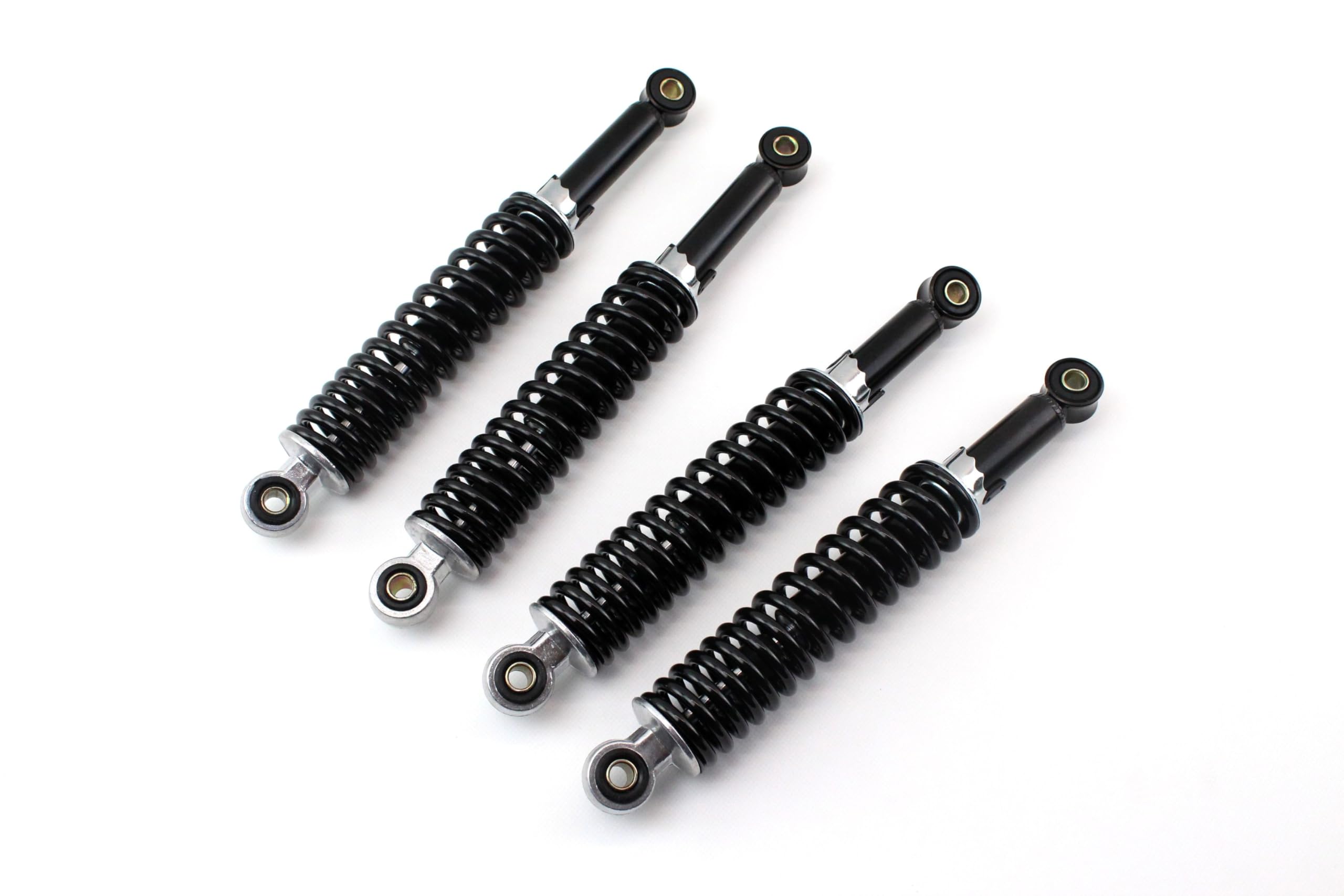 BISOMO Set, 2x Stoßdämpfer Federbein 300mm und 2x 320mm, Hydraulisch, 5-fach verstellbar, Schwarz, Für Simson Schwalbe Kr51, Star SR4-2