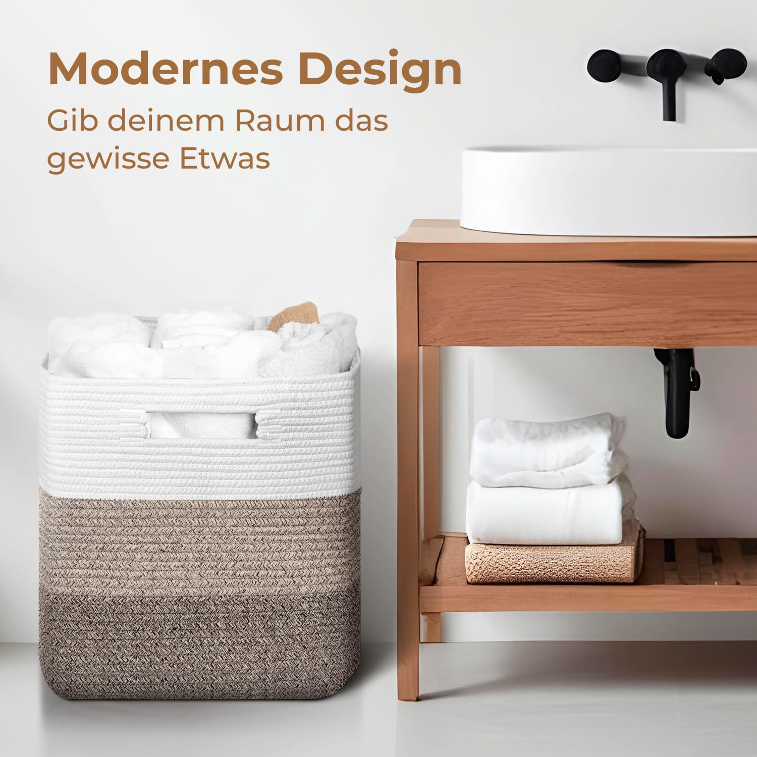 Cesta de almacenamiento grande – Cesta rectangular de algodón con asa – Cesta grande para techos salón – 63 x 40 x 40 cm – Color amarillo degradado – Cesta para la colada trenzada –
