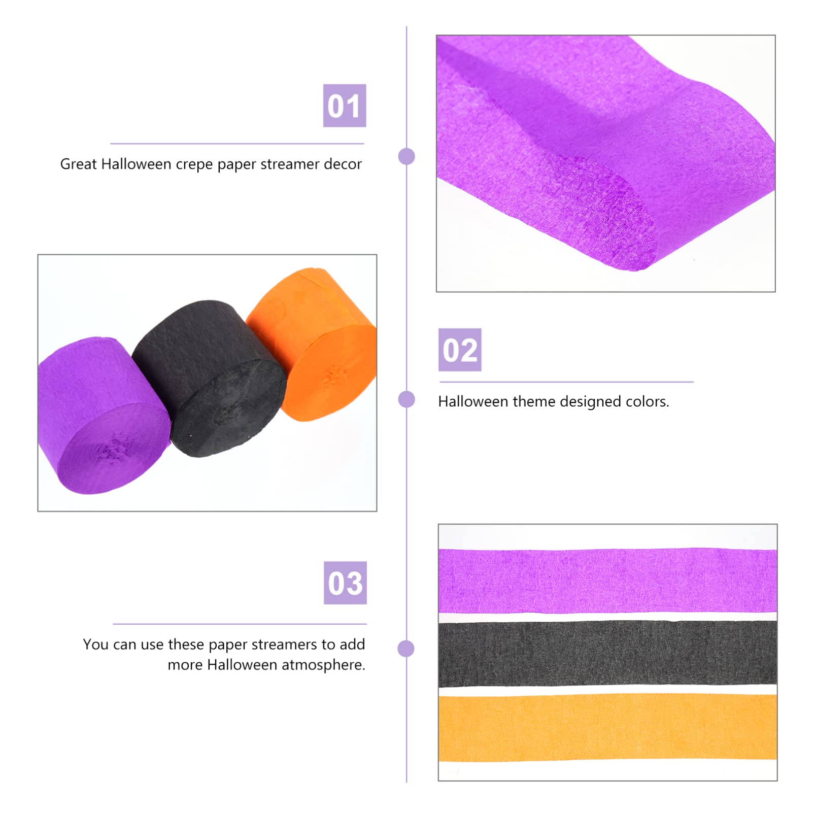 SHINEOFI 30rollos Serpentinas Crepé Para Halloween Decoración Colgante Temáticos Naranja Negro Para Manualidades y