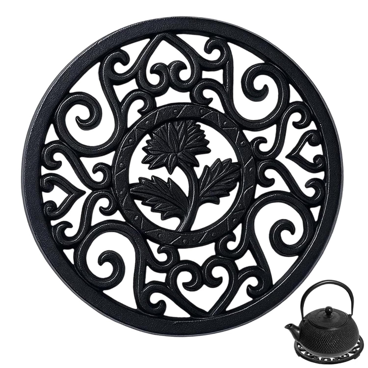 12CM Trivets for Kitchen Worktops, Teapot Stand for Daily Tea Brewing, Cast Iron Trivet for Hot Pans Protection