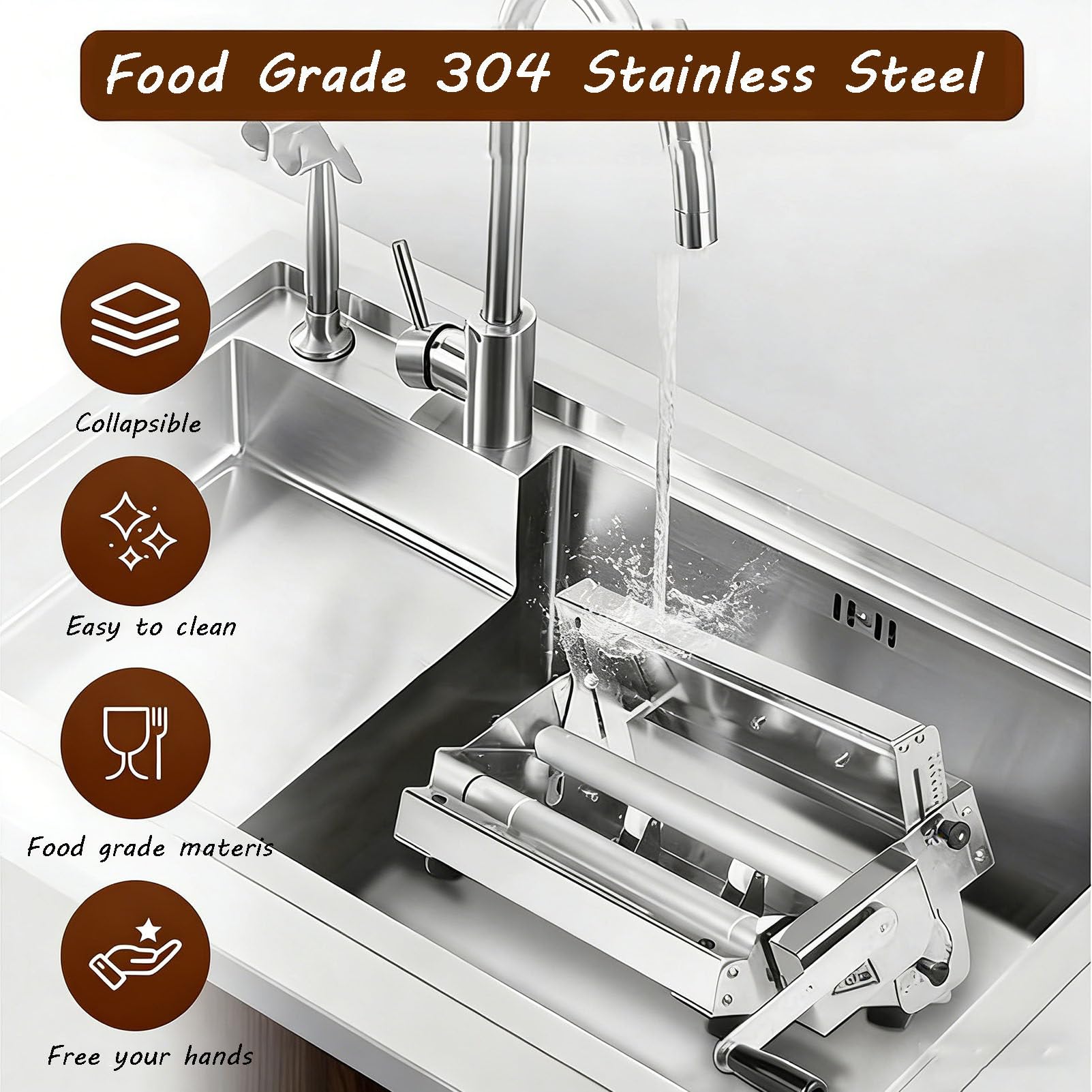 Rullo per impasto, spessore regolabile 0-25 mm, in acciaio inox, per pizza e fondente, ideale per cottura professionale