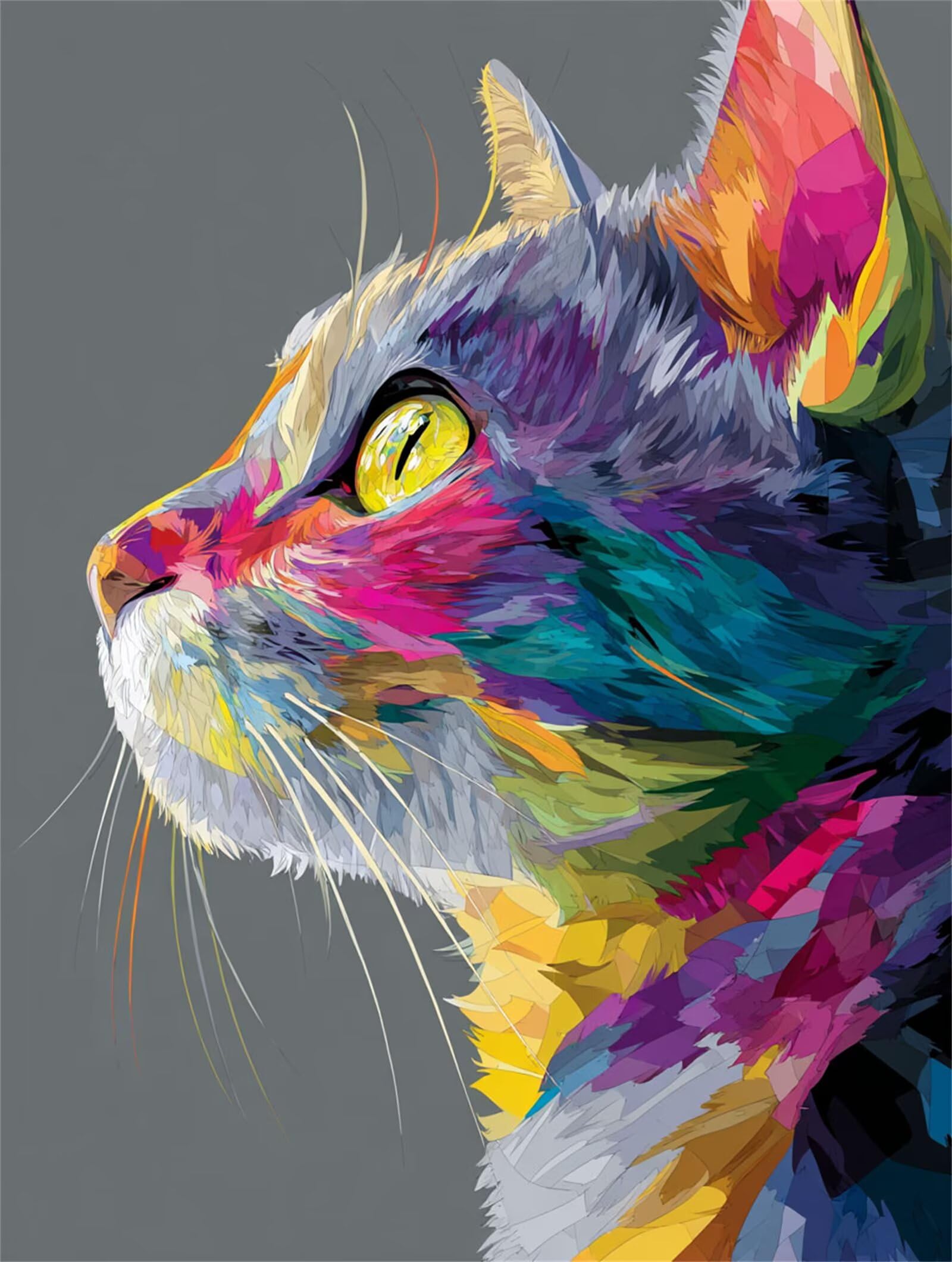 Dipingere con i Numeri Adulti Colore, gatto Dipingere con i Numeri Bambini DIY Kit, Set Premium con Pennelli, Decorazione Casa & Creativo Regalo di Compleanno, Attività di Tempo libero 90x120cm z-26
