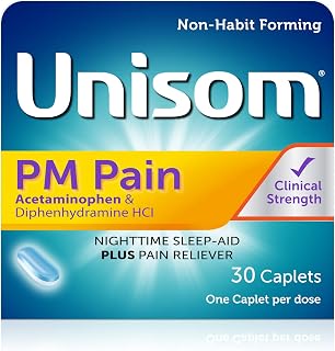 PM Pain Nighttime Sleep-aid + Pain Reliever, Acetaminophen & Diphenhydramine HCI, 30 Caplets, 50mg