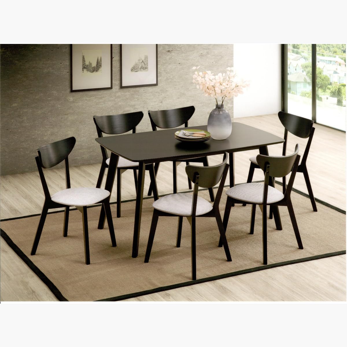 homebox Cameroon 7-Piece 6-Seater Dining Set 140 X 76.3 X 80 Cm - Black