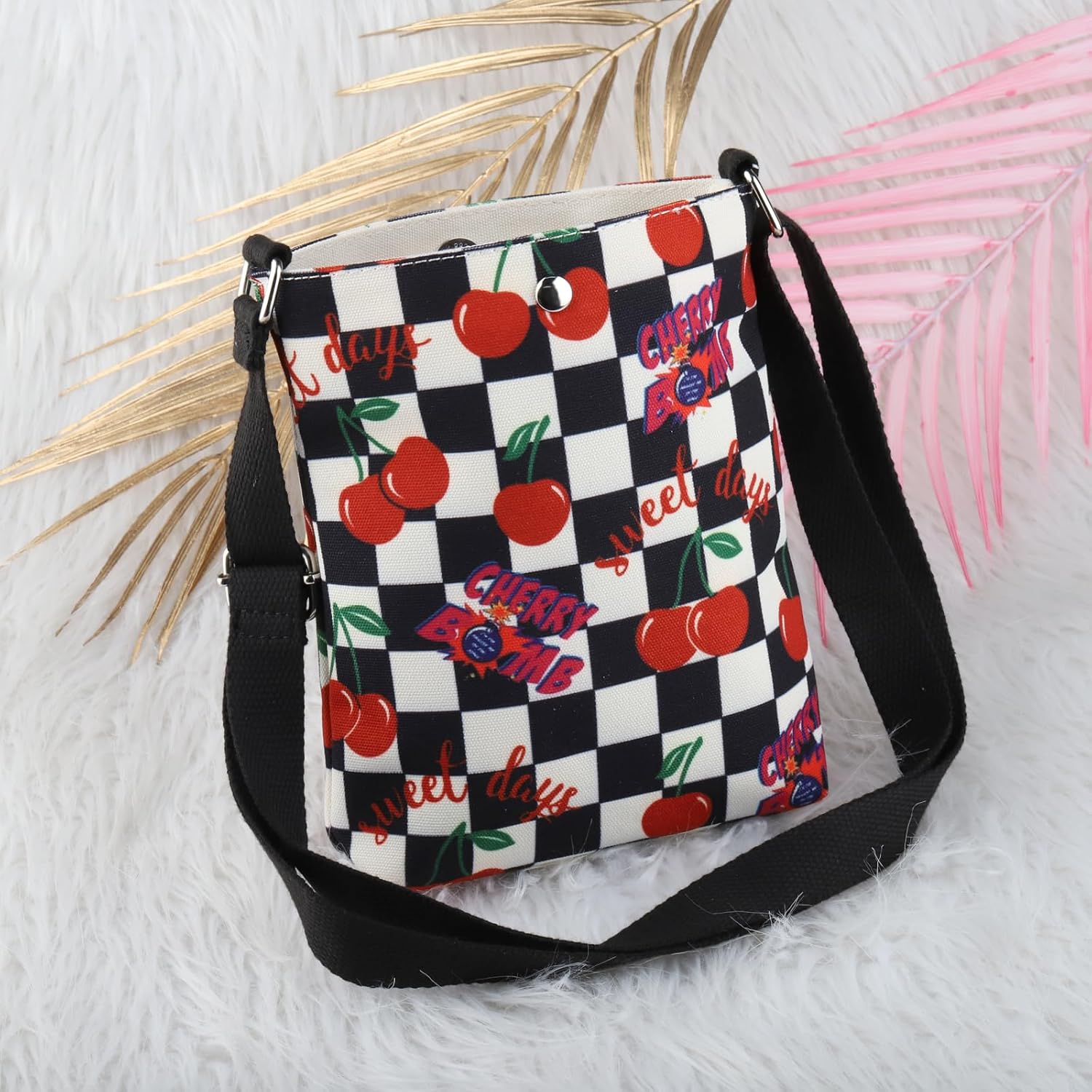 MBMSO Cherry Crossbody Bag - Cherry Print Small Crossbody Purse - Image 6