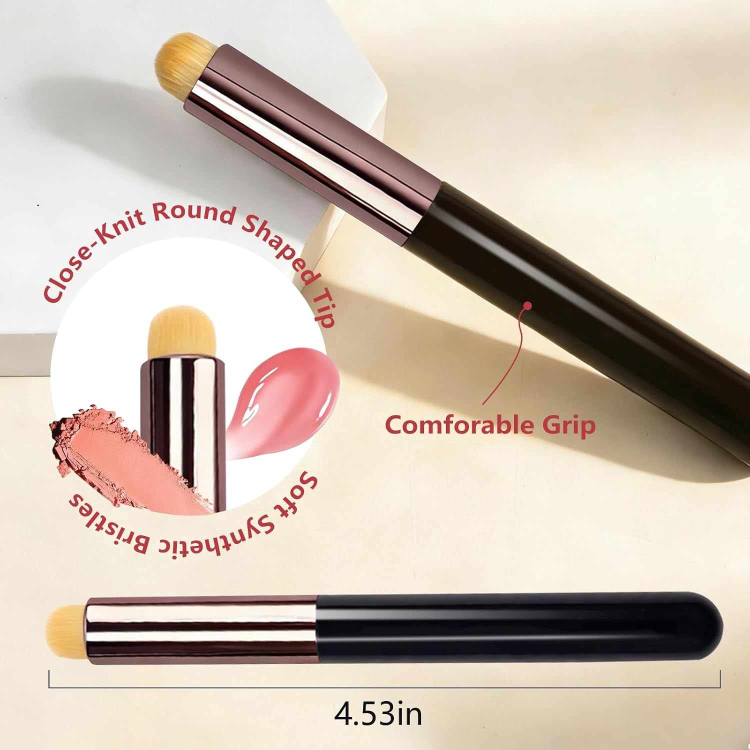 2Pcs Lip Brush Lip Smudge Brush Round head for Gloss Lipstick, Multi-purpose Makeup Blending Applicator, Reusable