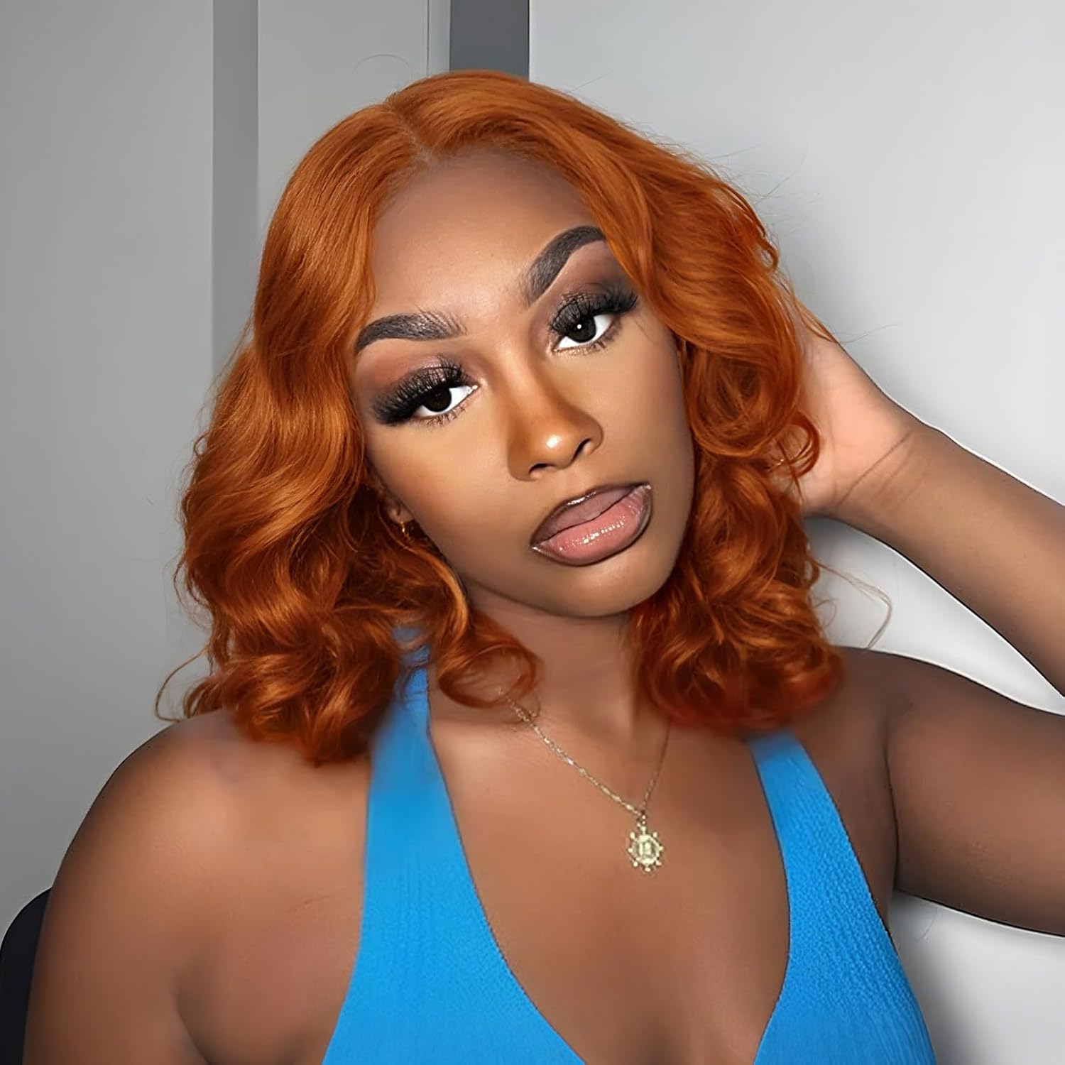 Tinashe Glueless Wigs Human Hair Pre Plucked Pre Cut Reddish Brown Loose Body Wave Short Wig 65 Lace Pre-Bleached Knots HD Lace Front Wigs Human Hair for Black Women (#33 Reddish Brown - 12 inch)