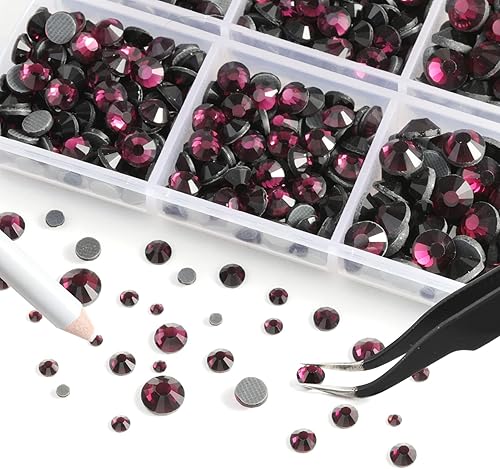 Miniatura 2 de 6736 diamantes de imitación termoadhesivos con parte trasera plana, diamantes de imitación azules para manualidades, ropa mezclados en 5 tamaños,