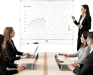 Rolling Whiteboard Mobile Dry Erase Board for Office Meeting & Team Collaboration, Double-Sided Magnetic Board with Height Adjustable Stand and Lockable Wheels