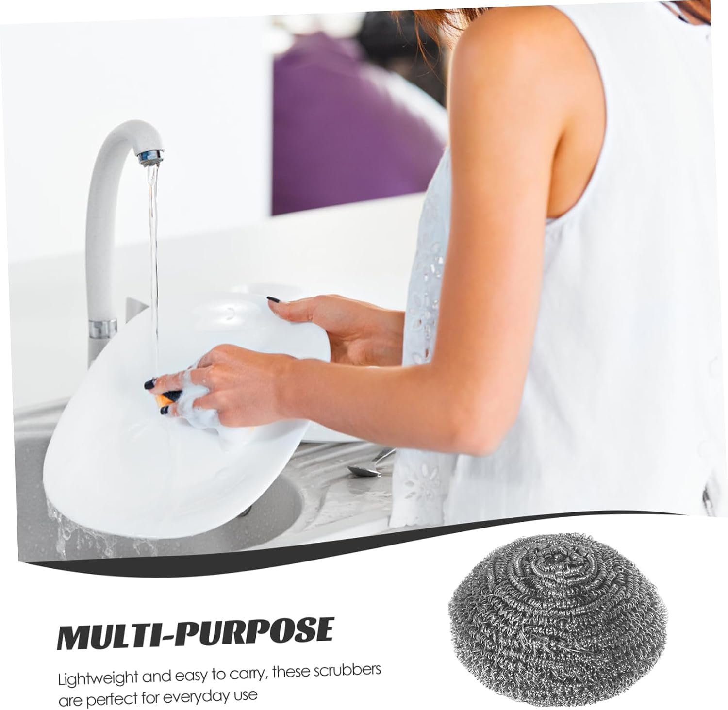 Mikinona 20pcs Heavy Duty Stainless Steel Scrubbers Rust-Free Dish Scrubbing Pads for Pots and Pans 9cm Kitchen Cleaning Sponge for Cast Iron and Oven Racks