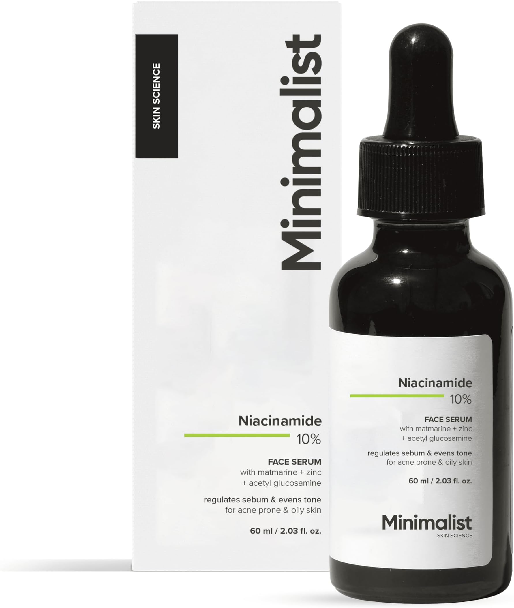 Minimalist Oil Control & Anti-Acne 10% Niacinamide Face Serum with Zinc | Skin Clarifying,Blemishes & Pore Care for All Skin Types | 60ml (Pack of 1)