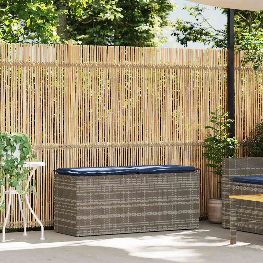Patio Bench with Cushion Gray 43.3"x15.7"x17.3" Poly Rattan,PE Rattan Garden Bench with Comfortable Cushion Durable & Weatherproof Outdoor Furniture Patio Furniture