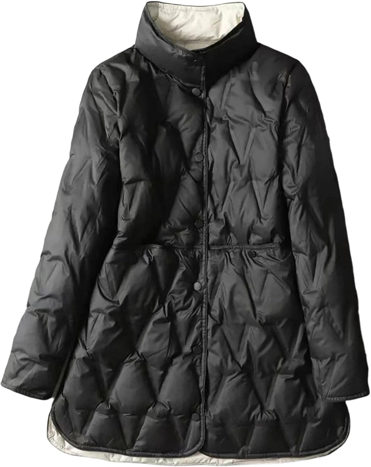 Women’s Quilted Reversible Puffer Jacket Lightweight Down Coat Oversized Casual Winter Jacket with Pockets