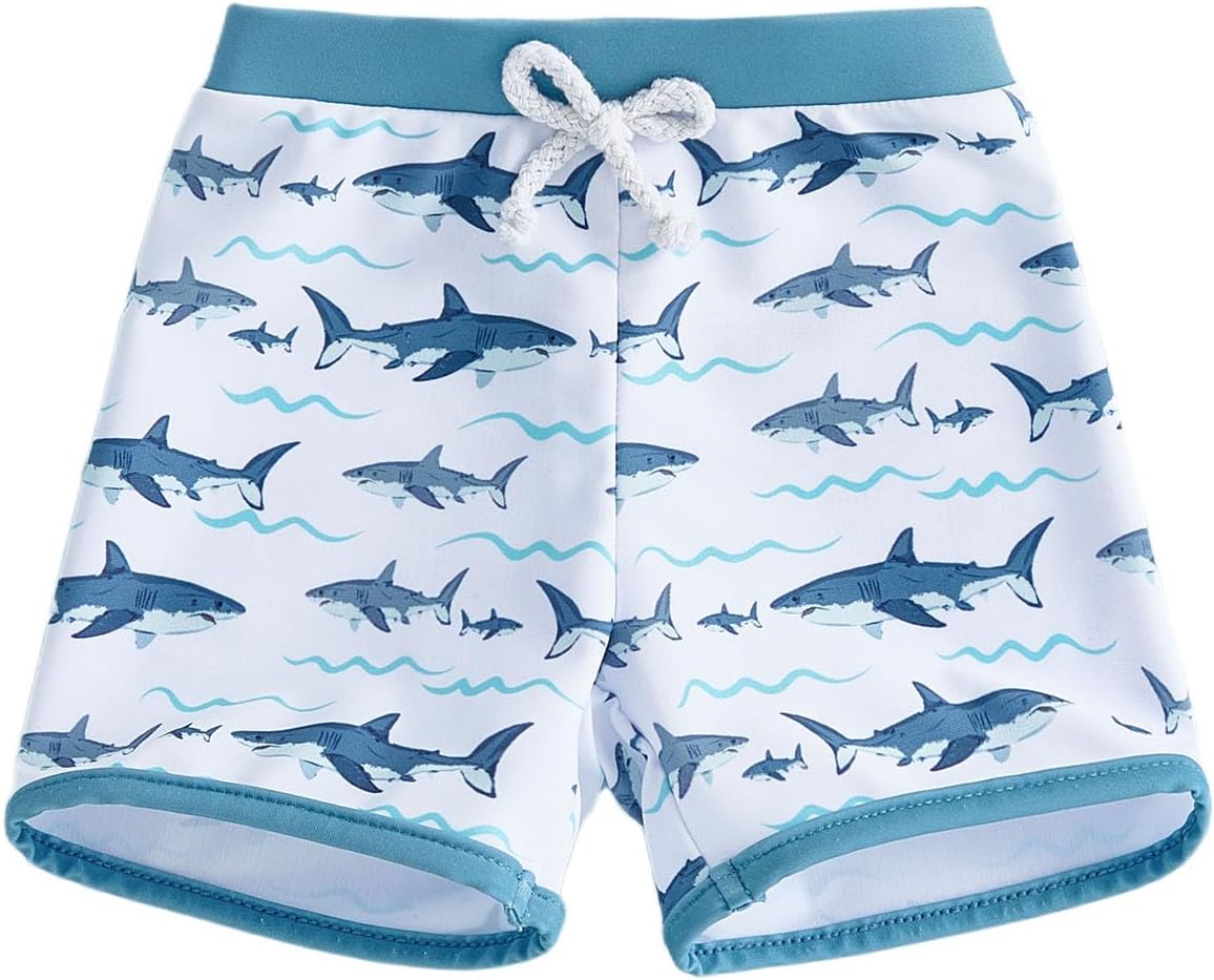 Fernvia Toddler Baby Boy Swim Trunks Cartoon Pattern Elastic Waist Swimming Shorts for Pool Beach Summer Clothes Swimwear